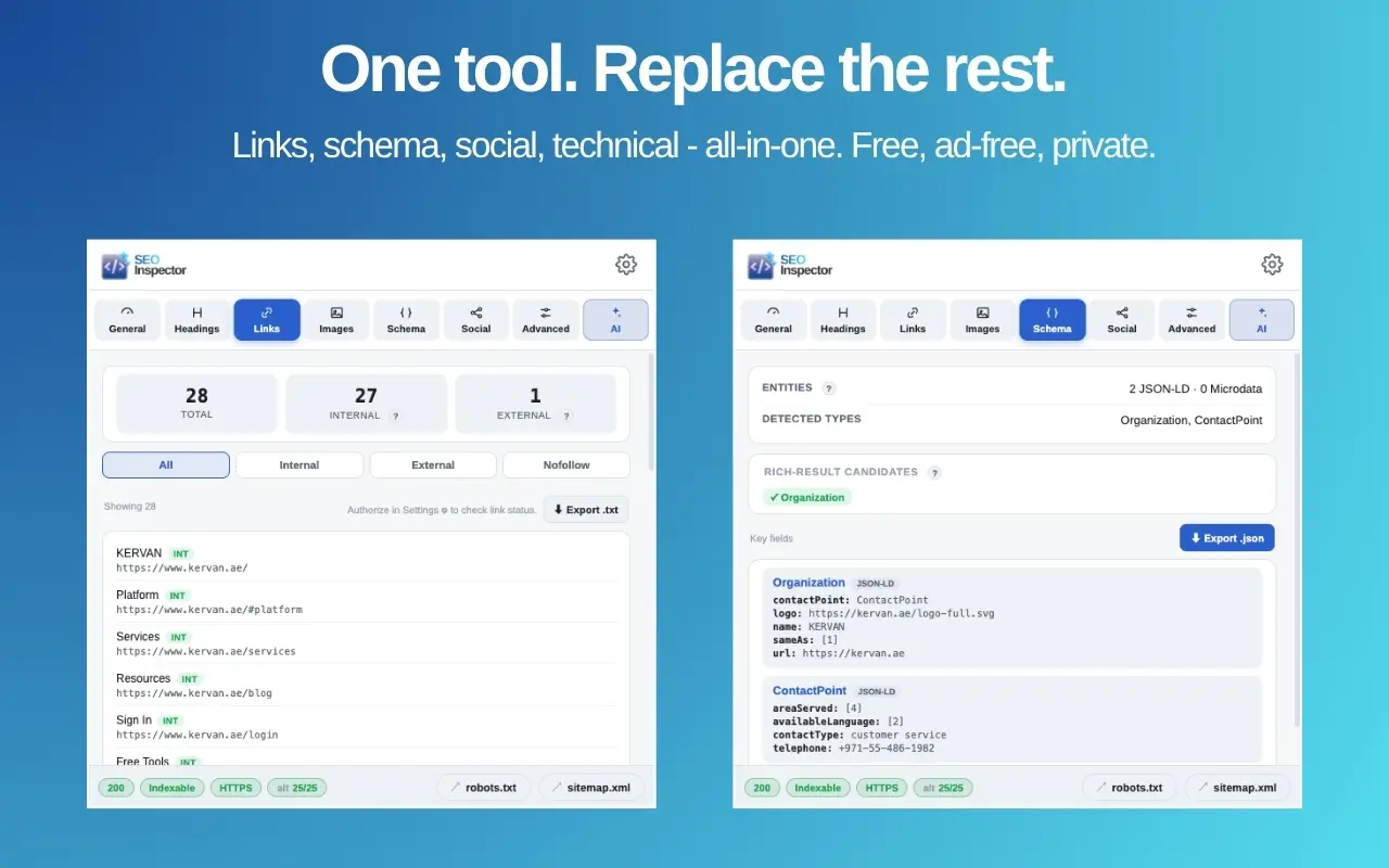 SEO Inspector Interface